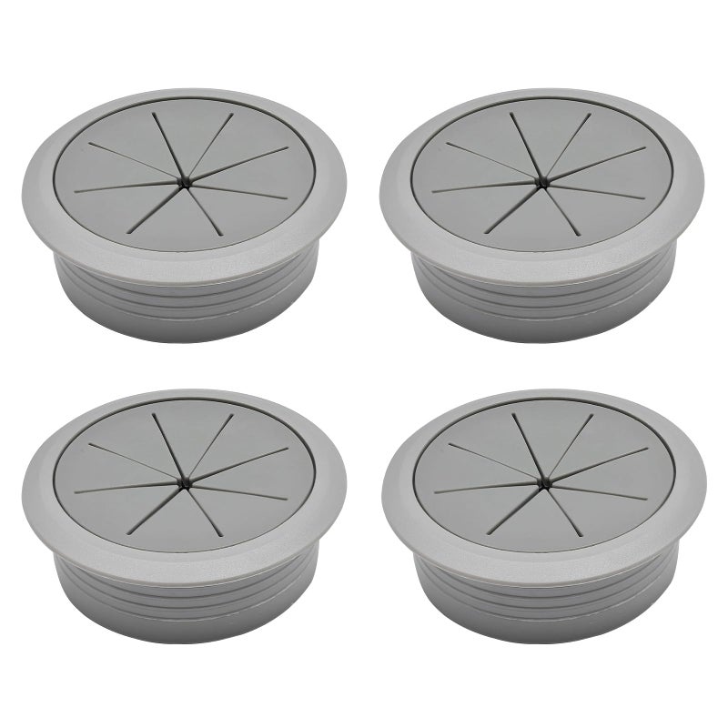 BOPOREAE Desk Grommet 2"" (50 mm), Desk Hole Cover for Cables Dark Grey, Cable Grommet ABS Plastic, Desk Hole Grommet for Office and Home Table Cable, Detachable & Flexible Cable Cord Organizer-4 Pcs - Image 1